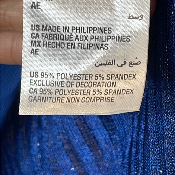 NWT JM Collection Womens Navy Peony Gold Metallic Stripe Top MEDIUM - Picture 3 of 6